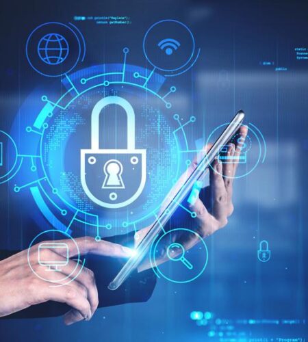 person using ipad for cyber security